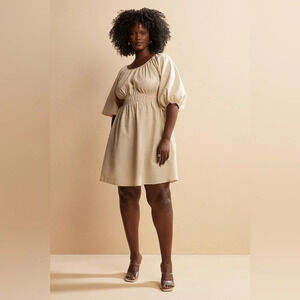 H&M Light Beige Balloon Sleeved Dress XS NWT